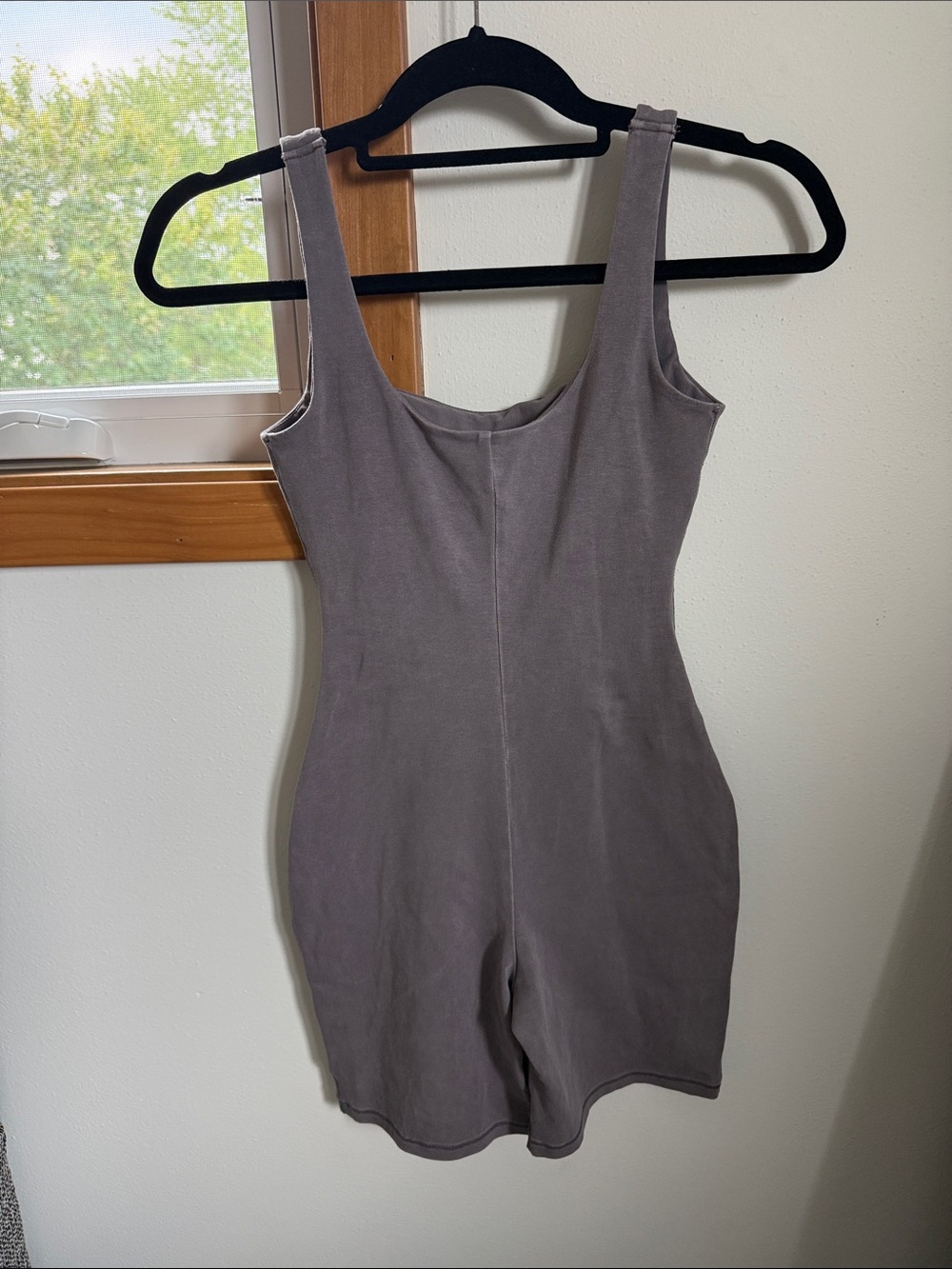 SKIMS Sleeveless Square Neck Ribbed Romper in Mauve Brown - Picture 7 of 7
